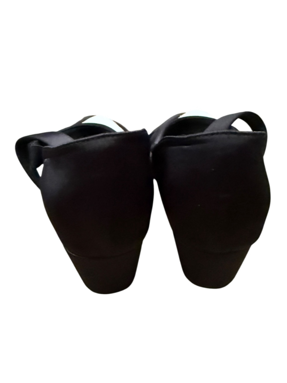 YYTing Black Satin Ballroom Latin Dance Shoes Women's 8.5 Low Block Heel - Picture 7 of 8